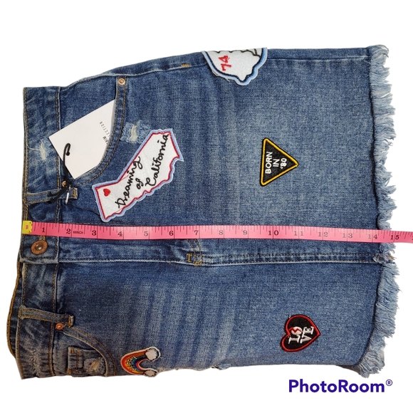 Forever 21 Denim Mini Skirt Distressed Patchwork Size 27 NWT - Picture 8 of 9